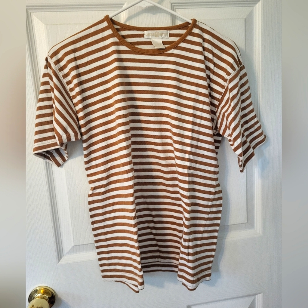 Brown and White Stripe Tshirt